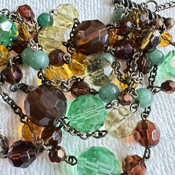 Bracelet Bronze tone Chunky Multicolor beads 8 Strand Retro Y2K Boho 6.5-7 0775 - Picture 3 of 14